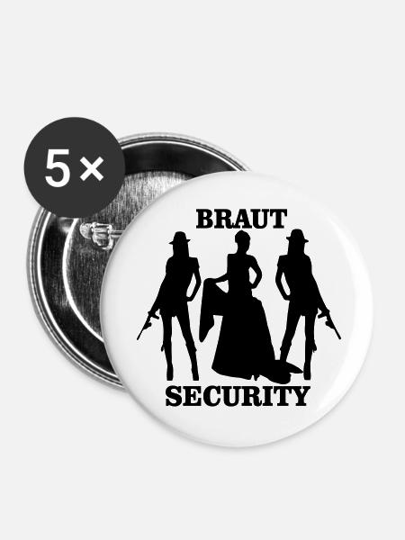 braut security - Buttons klein 25 mm (5er Pack) - Weiß