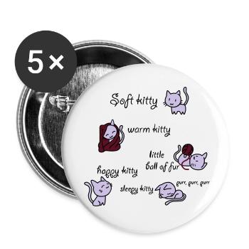 Soft Kitty - Buttons klein 25 mm (5er Pack) - Weiß - Vorne