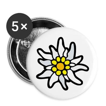 edelweiß - Buttons klein 25 mm (5er Pack) - Weiß - Vorne