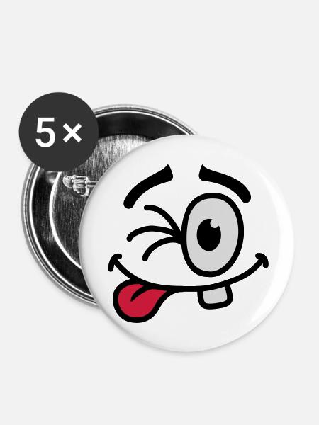 Cool Smiley Face - Buttons klein 25 mm (5er Pack) - Weiß