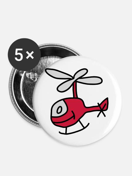 Helicopter - Buttons klein 25 mm (5er Pack) - Weiß