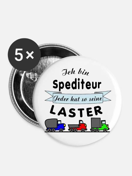 Spediteur - Spedition - Buttons klein 25 mm (5er Pack) - Weiß