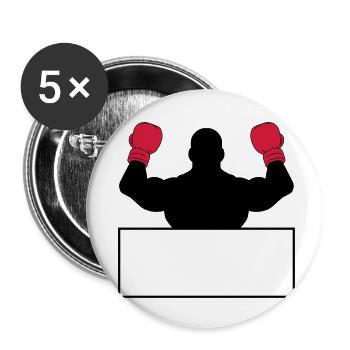 shield text area write sport poses boxer ha - Buttons small 1''/25 mm (5-pack) - white - Front