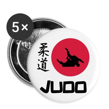 Judo - Lot de 5 petits badges (25 mm) - blanc - Devant