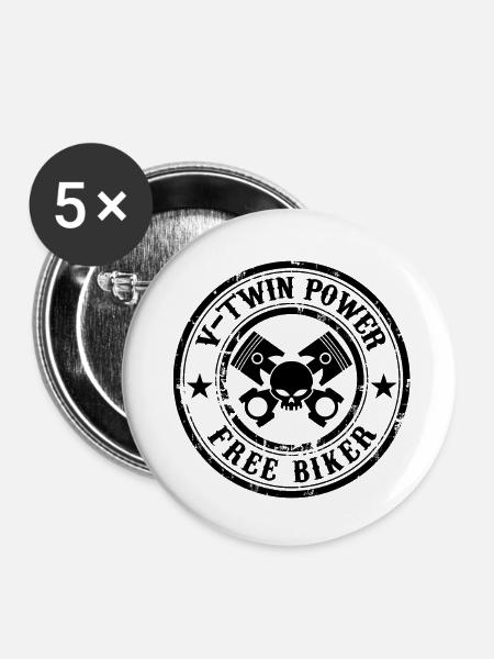Free Biker design 02 - Buttons klein 25 mm (5er Pack) - Weiß