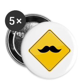 moustache - Lot de 5 petits badges (25 mm) - blanc - Devant