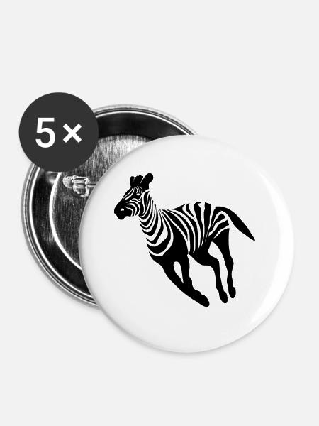 Zebra - Buttons klein 25 mm (5er Pack) - Weiß