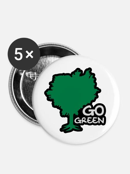 Go Green - Buttons klein 25 mm (5er Pack) - Weiß