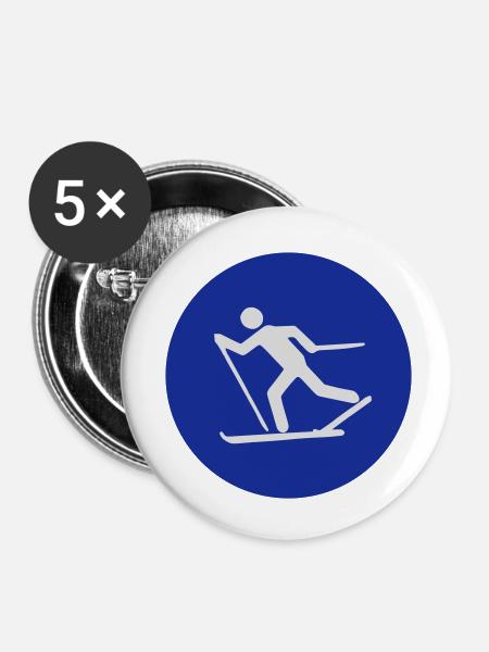 langlauf - Buttons klein 25 mm (5er Pack) - Weiß