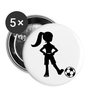 Football player girl - Buttons small 1''/25 mm (5-pack) - white - Front