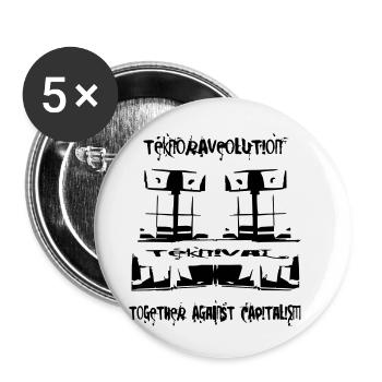 TeknoRAVEolution - Ensemble contre le capitalisme - Lot de 5 petits badges (25 mm) - blanc - Devant