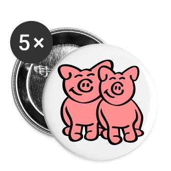 Cute Pigs - Buttons small 1''/25 mm (5-pack) - white - Front