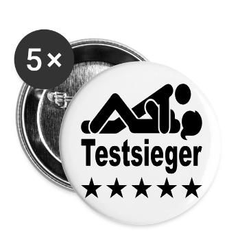 testsieger sex instruktor - Buttons klein 25 mm (5er Pack) - Weiß - Vorne