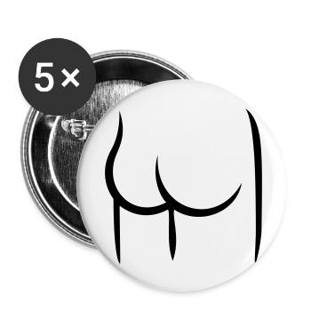 Hintern / butt (1c) - Buttons small 1''/25 mm (5-pack) - white - Front