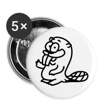 Biber - ligne - Lot de 5 petits badges (25 mm) - blanc - Devant