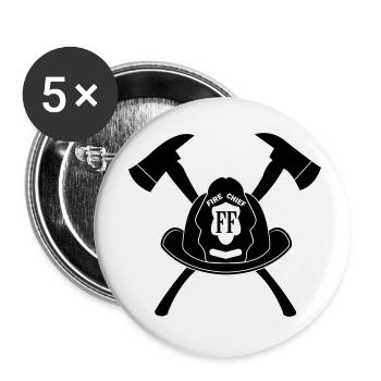 Le chef des pompiers - Lot de 5 petits badges (25 mm) - blanc - Devant