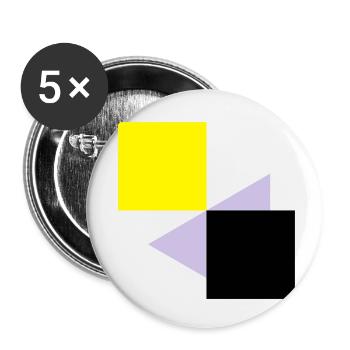 Abstrakte Quadrate - Buttons klein 25 mm (5er Pack) - Weiß - Vorne