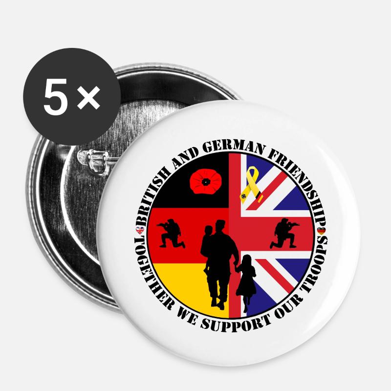 german_british_friedship - Buttons klein 25 mm (5er Pack) - Weiß
