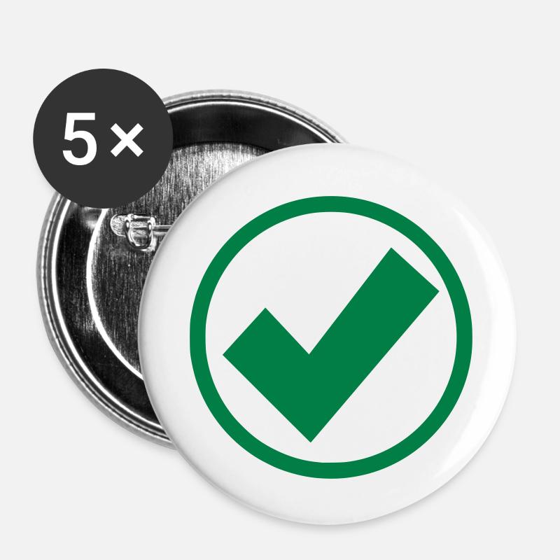 check mark - Buttons small 1''/25 mm (5-pack) - white