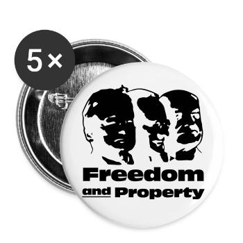 Freedom and Property - Buttons klein 25 mm (5er Pack) - Weiß - Vorne