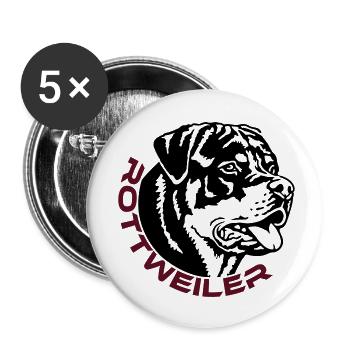 570 Rottweiler chien - Lot de 5 petits badges (25 mm) - blanc - Devant