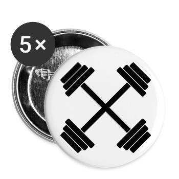 Dumbbell crossed GYM crossed 1c - Buttons small 1''/25 mm (5-pack) - white - Front