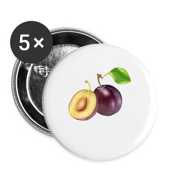 Plum Plums Picture Gift Idea - Buttons small 1''/25 mm (5-pack) - white - Front