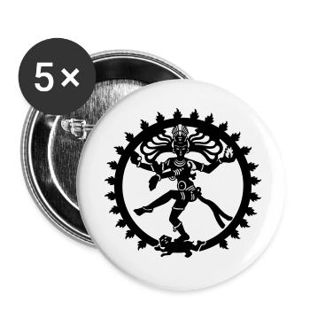 shiva zen india god of dance yoga zen - Buttons small 1''/25 mm (5-pack) - white - Front