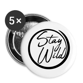 circle ring around wilderness design stay wild text logo - Buttons small 1''/25 mm (5-pack) - white - Front
