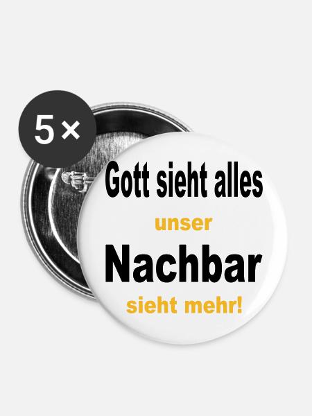 gott sieht alles - Buttons klein 25 mm (5er Pack) - Weiß