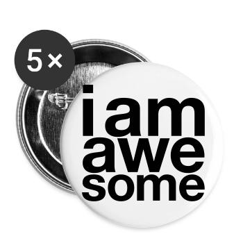 I AM Awesome - Lot de 5 petits badges (25 mm) - blanc - Devant