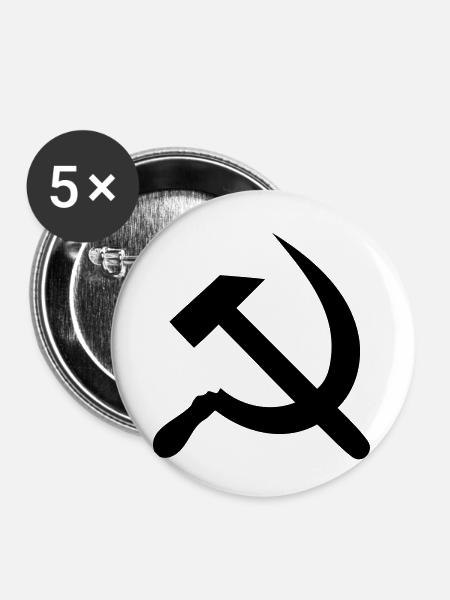 Hammer und Sichel - Buttons klein 25 mm (5er Pack) - Weiß