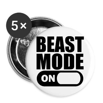 Beast Mode ON - Lot de 5 petits badges (25 mm) - blanc - Devant