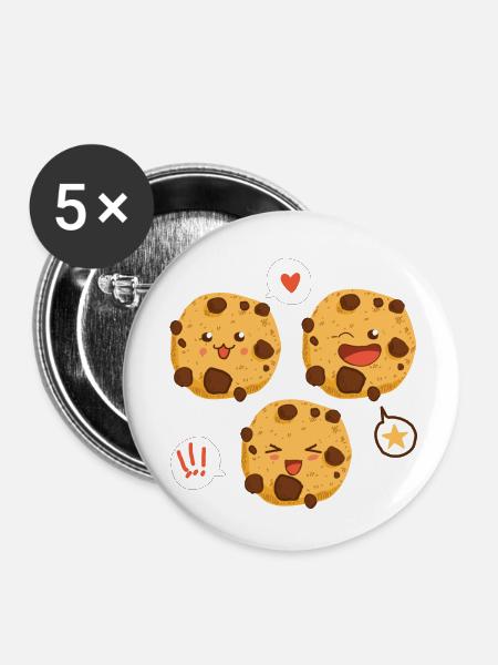 Plätzchen - Buttons klein 25 mm (5er Pack) - Weiß