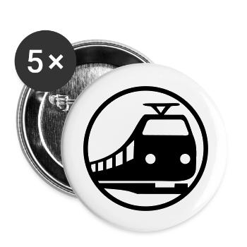 Train Icon - Lot de 5 petits badges (25 mm) - blanc - Devant