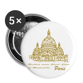 Paris Sacré-Coeur Skyline, Hand Drawing - Buttons small 1''/25 mm (5-pack) - white - Front