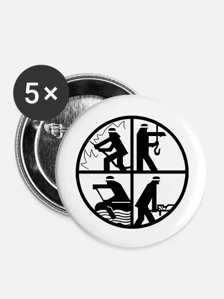 Feuerwehr-Signet EPS - Buttons klein 25 mm (5er Pack) - Weiß