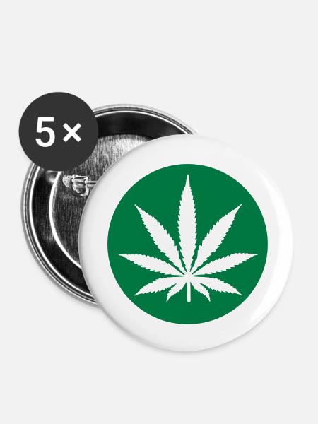 Marihuana - Buttons klein 25 mm (5er Pack) - Weiß