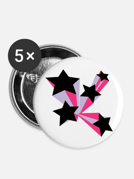 Sterne 3D - Buttons klein 25 mm (5er Pack) - Weiß