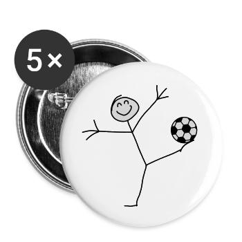 Funny Soccer Goal Shot Stick Figure - Buttons small 1''/25 mm (5-pack) - white - Front