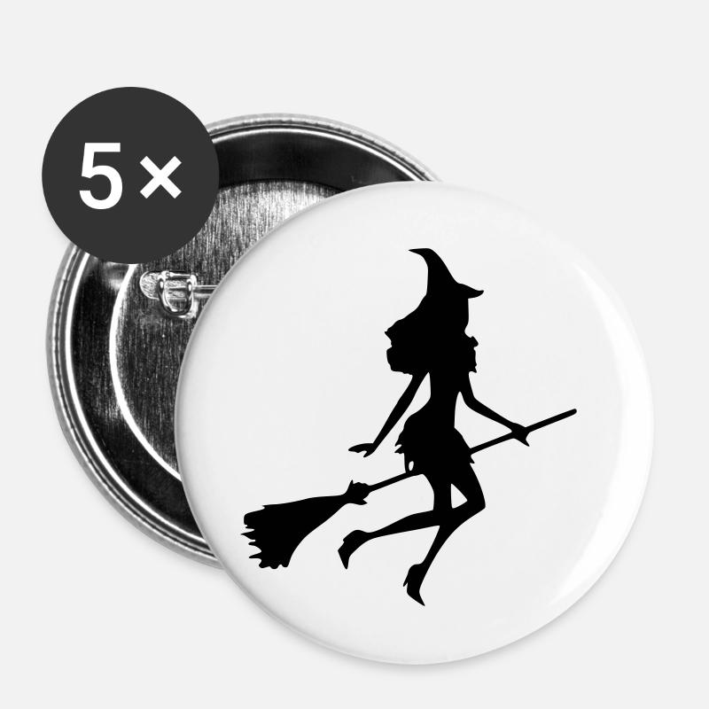 Hexe - Buttons klein 25 mm (5er Pack) - Weiß