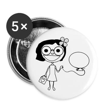 Mädchen - Buttons klein 25 mm (5er Pack) - Weiß - Vorne