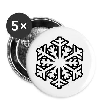 flocon de neige - Lot de 5 petits badges (25 mm) - blanc - Devant