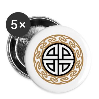 Thor bouclier noeud, amulette protection, celtique - Lot de 5 petits badges (25 mm) - blanc - Devant