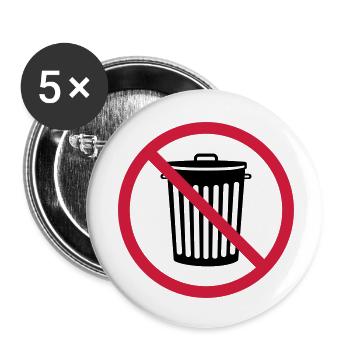 interdit schild zone pas tonne muelle - Lot de 5 petits badges (25 mm) - blanc - Devant