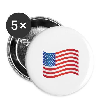 Drapeau américain - Lot de 5 petits badges (25 mm) - blanc - Devant