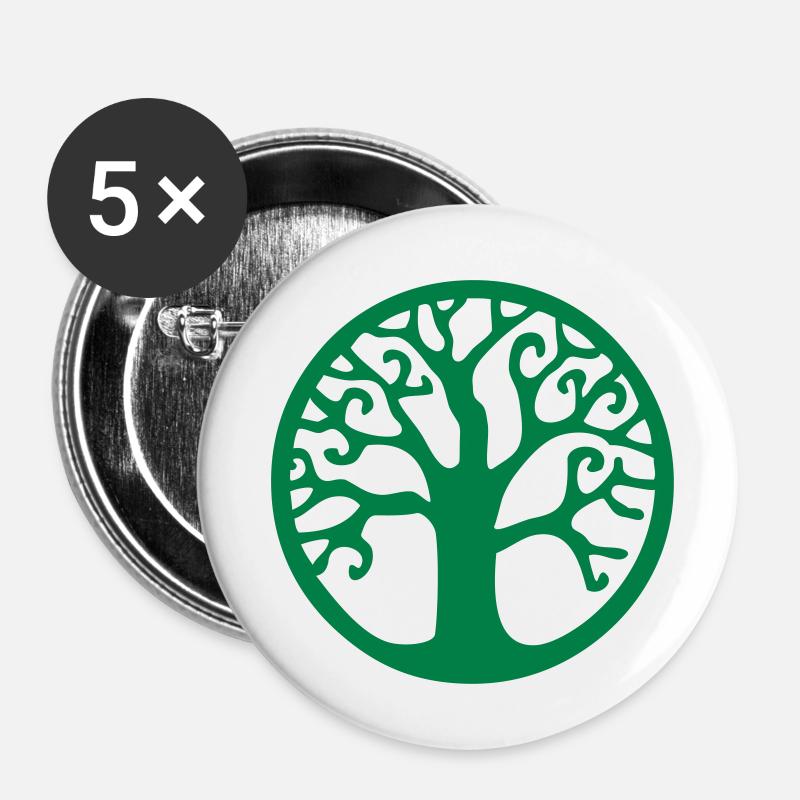 baum des lebens keltisches symbol vintage tattoo - Buttons klein 25 mm (5er Pack) - Weiß
