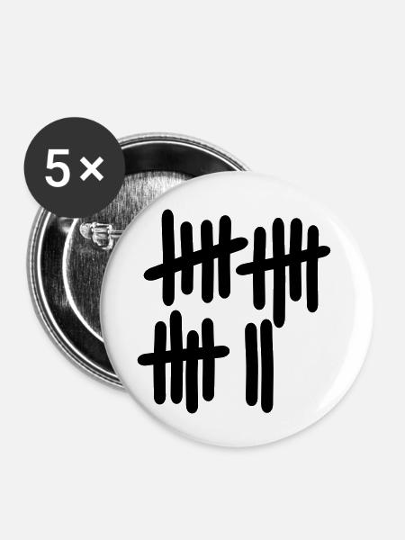 17 - Nummer - Buttons klein 25 mm (5er Pack) - Weiß