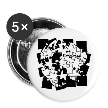 pièces de puzzle pièces de puzzle puzzle construire construire spi - Lot de 5 petits badges (25 mm) - blanc - Devant