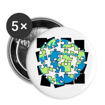 Pièces de puzzle de la terre pièce de puzzle construire spi - Lot de 5 petits badges (25 mm) - blanc - Devant